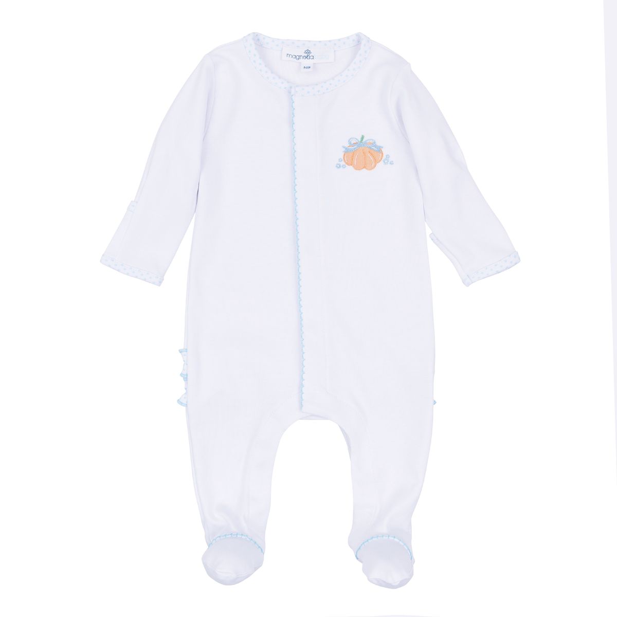 Prettiest in the Patch Sky Blue Ruffle Footie