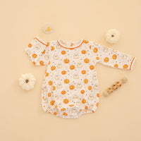 Pumpkin and Boo Orange Long Sleeve Bubble