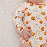 Pumpkin and Boo Orange Long Sleeve Bubble