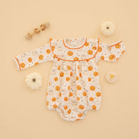 Pumpkin and Boo Orange Long Sleeve Girl Bubble