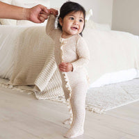 Lovely Leopard Bamboo Waffle Zipper Ruffle Footie