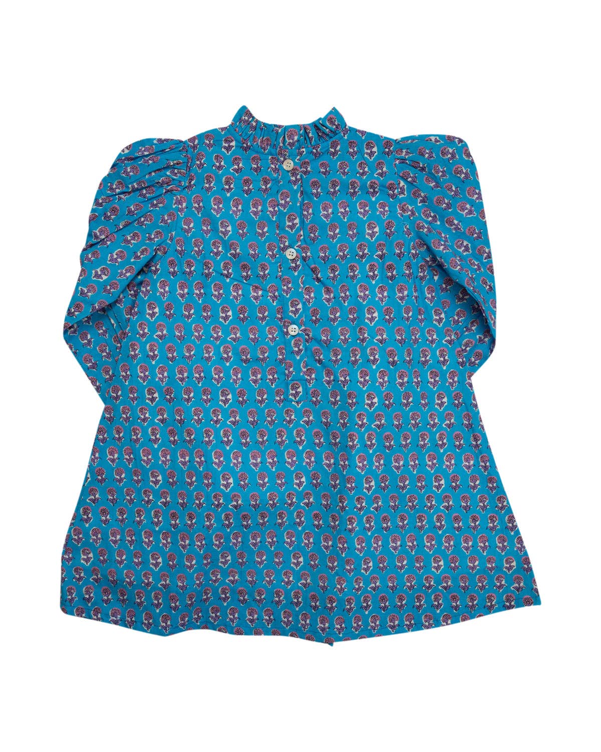 Sky Blue Floral Block Print Dress