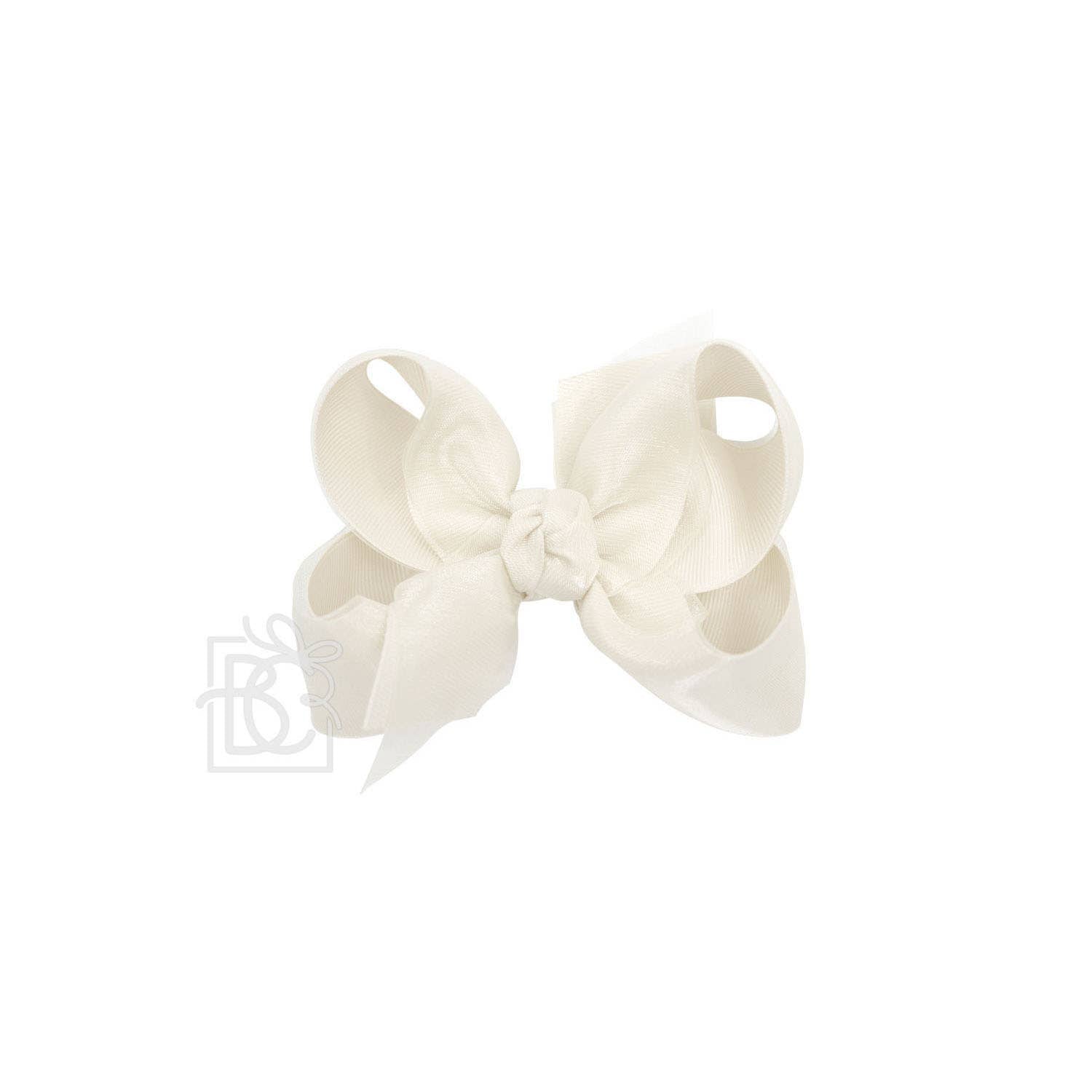 LAYERED ORGANZA/GROSGRAIN BOW ON CLIP