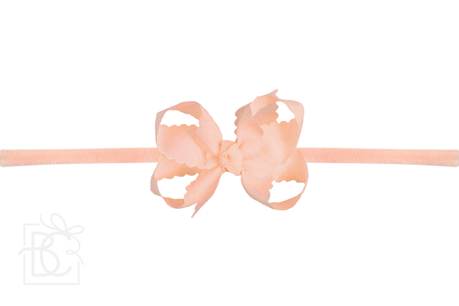 Nylon Headband w/ Scalloped Bow (Mult. Colors)