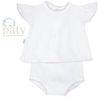 Paty Knit Flutter Sleeve Diaper Set with Bows