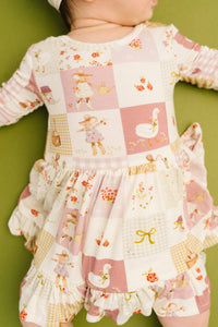 Storybook Picnic Long Sleeve Bodysuit Bamboo Dress