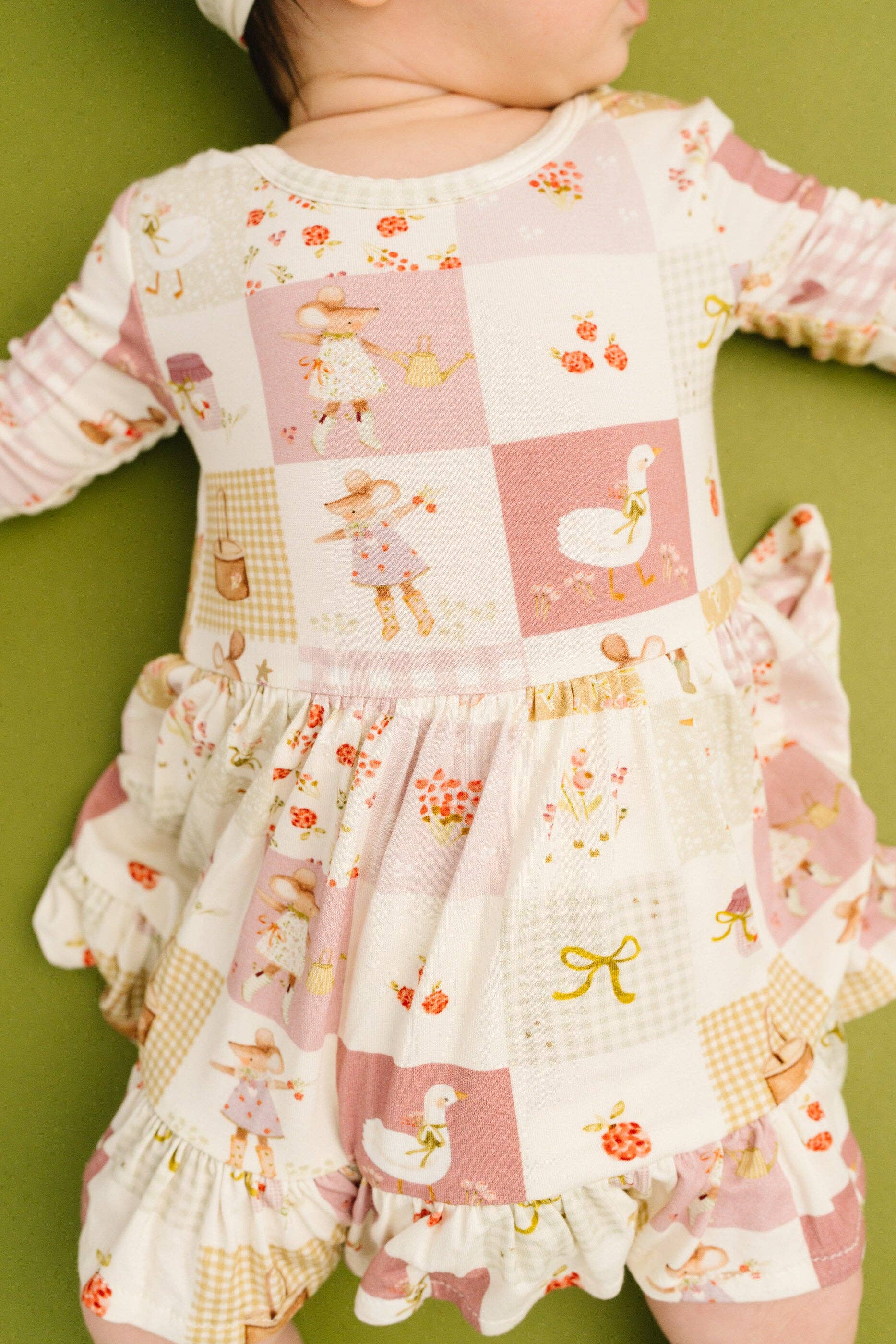 Storybook Picnic Long Sleeve Bodysuit Bamboo Dress