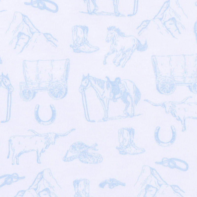 Wild West Toile Footie - Light Blue