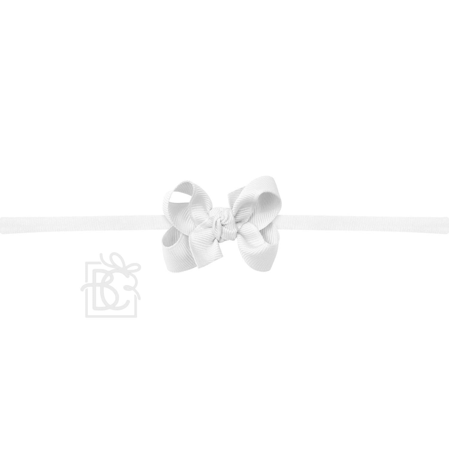 3" Small Bow w/Nylon Headband - White