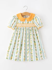 Fall Smocked Scallop Collar Dress