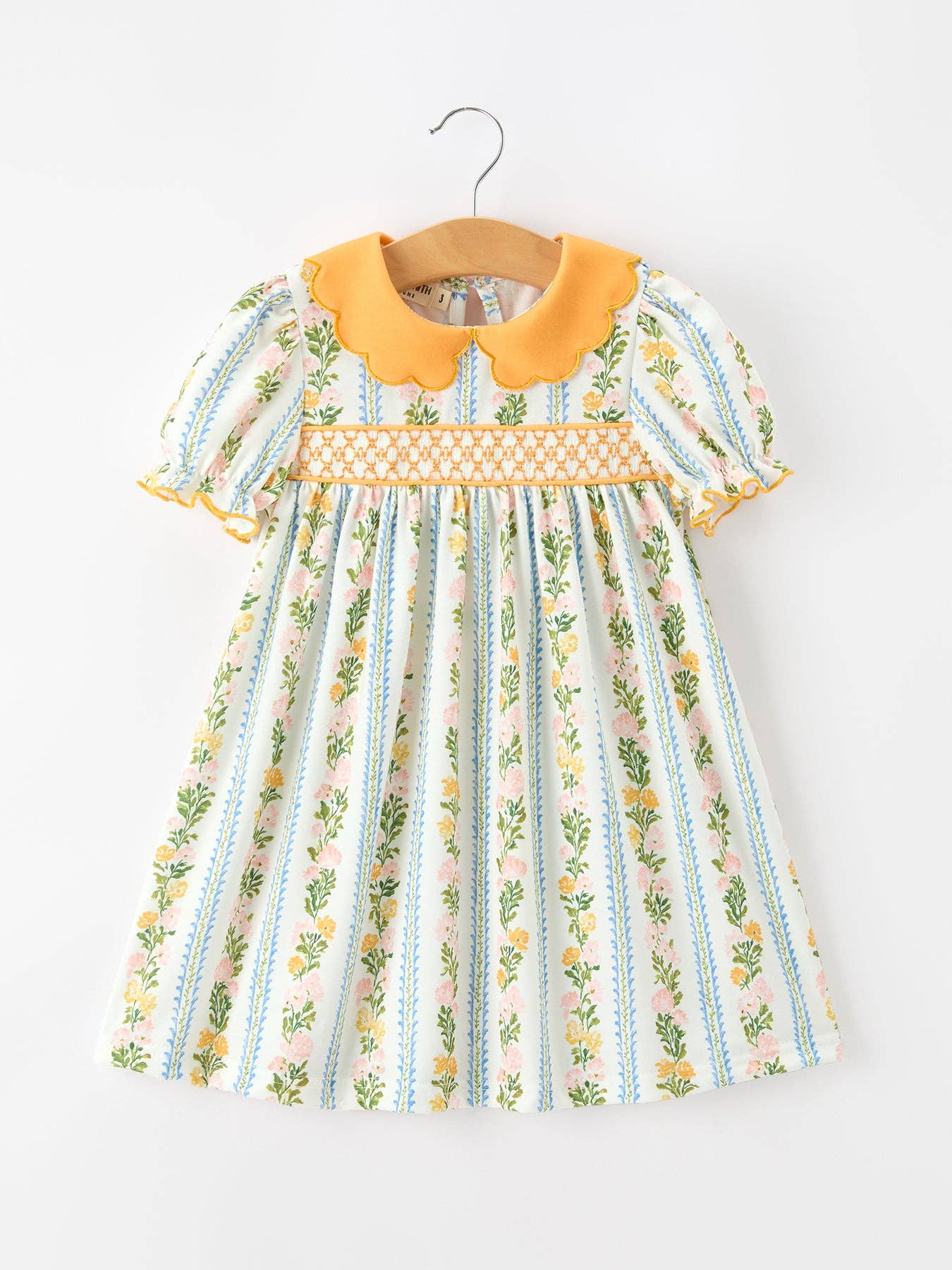 Fall Smocked Scallop Collar Dress