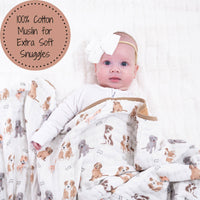 Puppies Baby Cotton Muslin Blanket