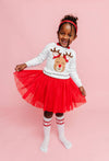 Red Bow Scalloped Knee Socks