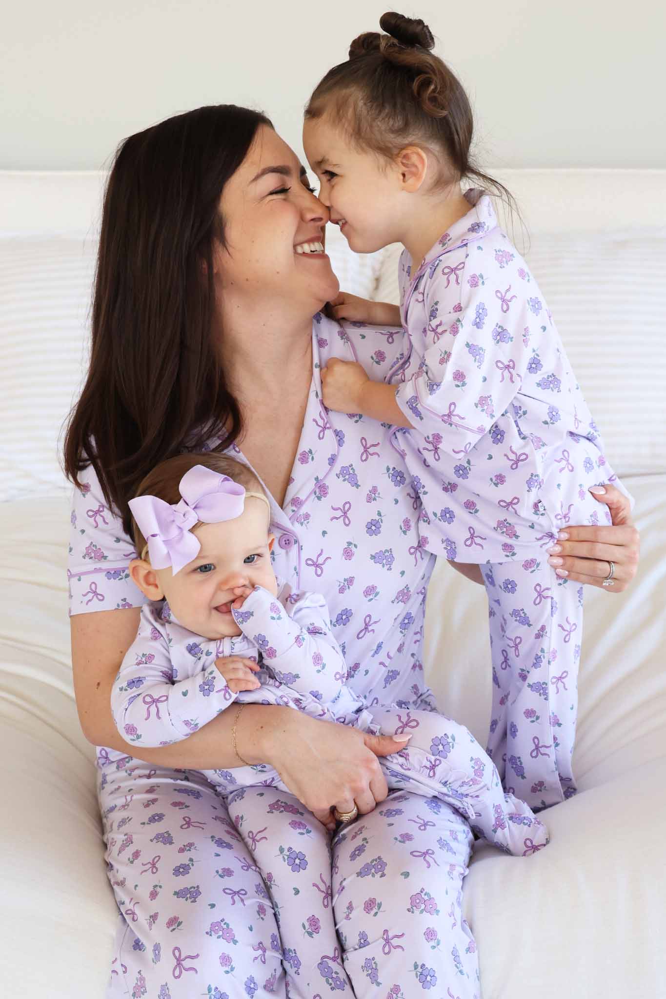 Ribbon & Roses Ruffle Zipper Footie | Purple