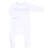 Solid Essentials White Blue Smocked Footie