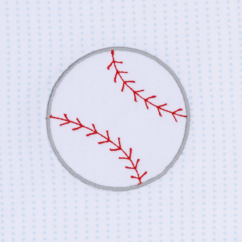 Tiny Slugger Applique Footie in Light Blue