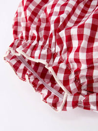 Christmas Tree Plaid Embroidery Bloomers Set
