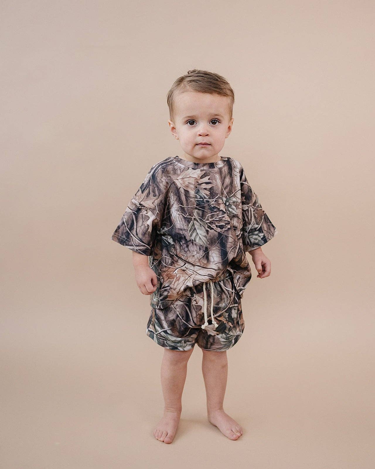 Brown Camo Slouchy Shorts Set