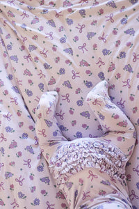 Ribbon & Roses Ruffle Zipper Footie | Purple