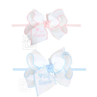 1/4" Pantyhose Little Sister Headband w/ Embroidered Bow