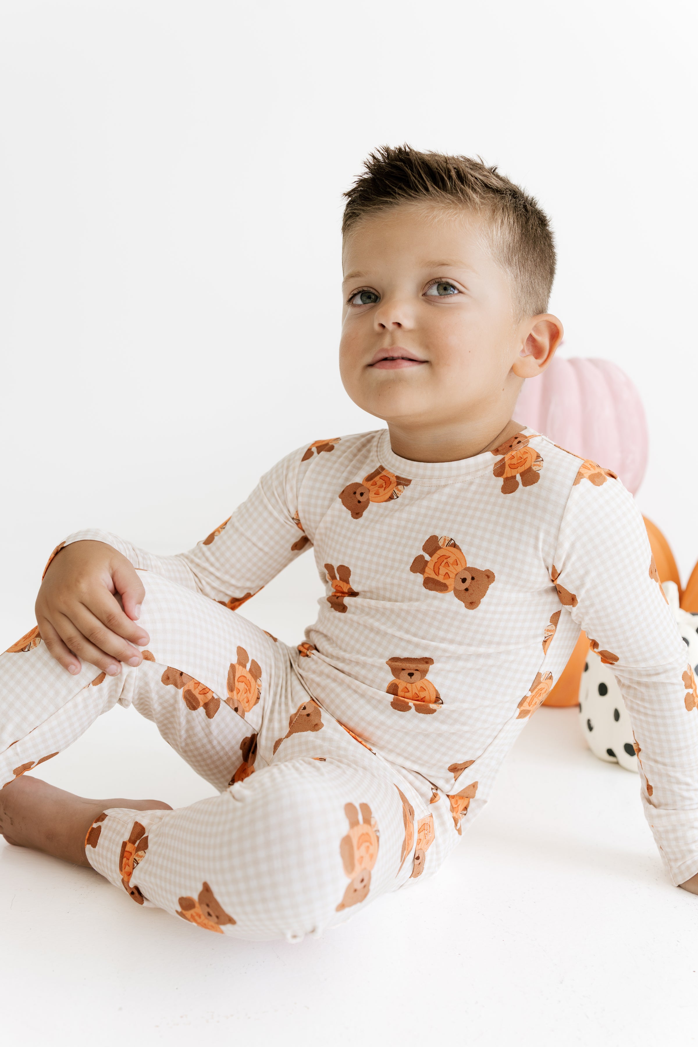 Gingham Little Boo Bear Two Piece Pajama Set