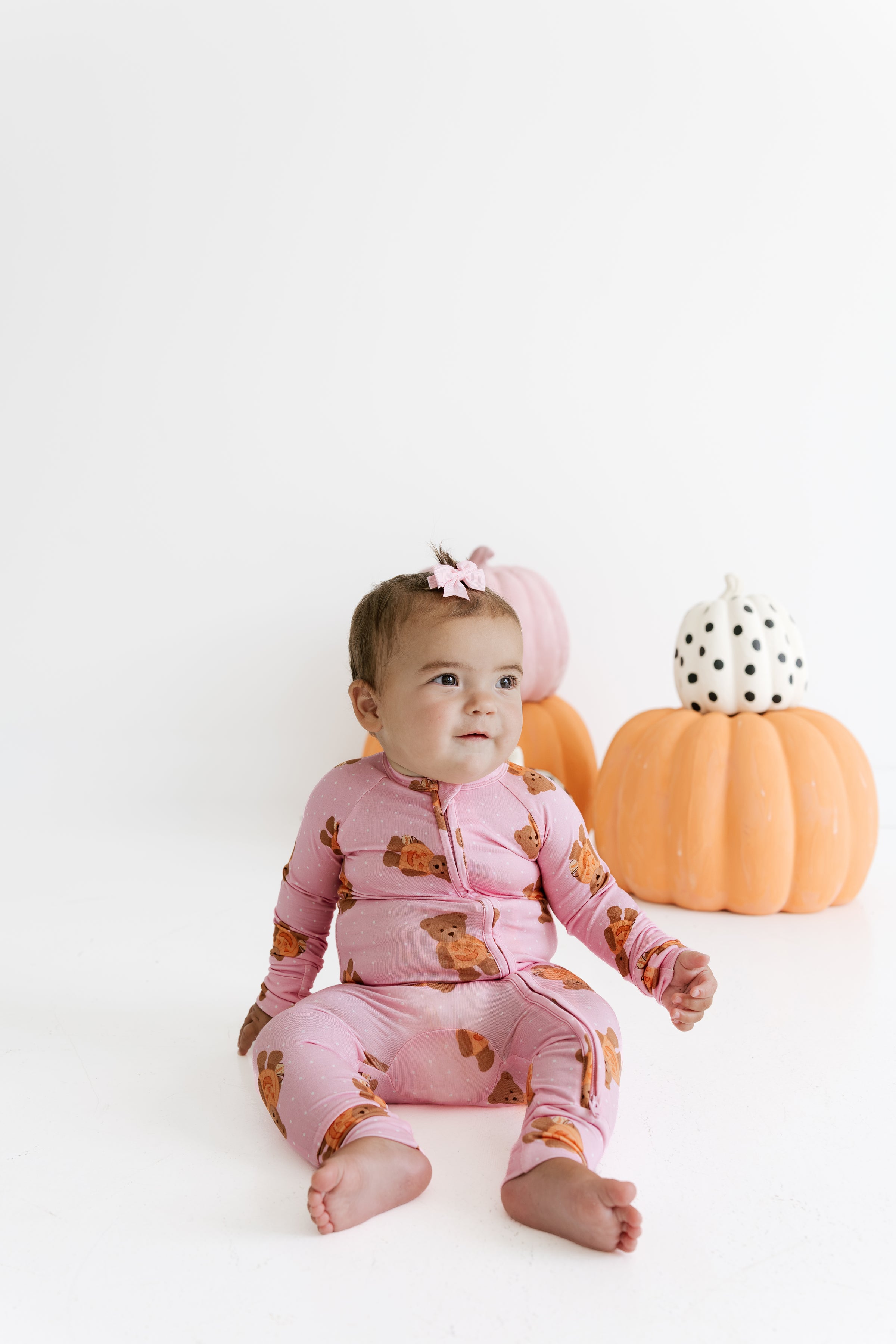 Polka Dot Little Boo Bear Zipper Romper