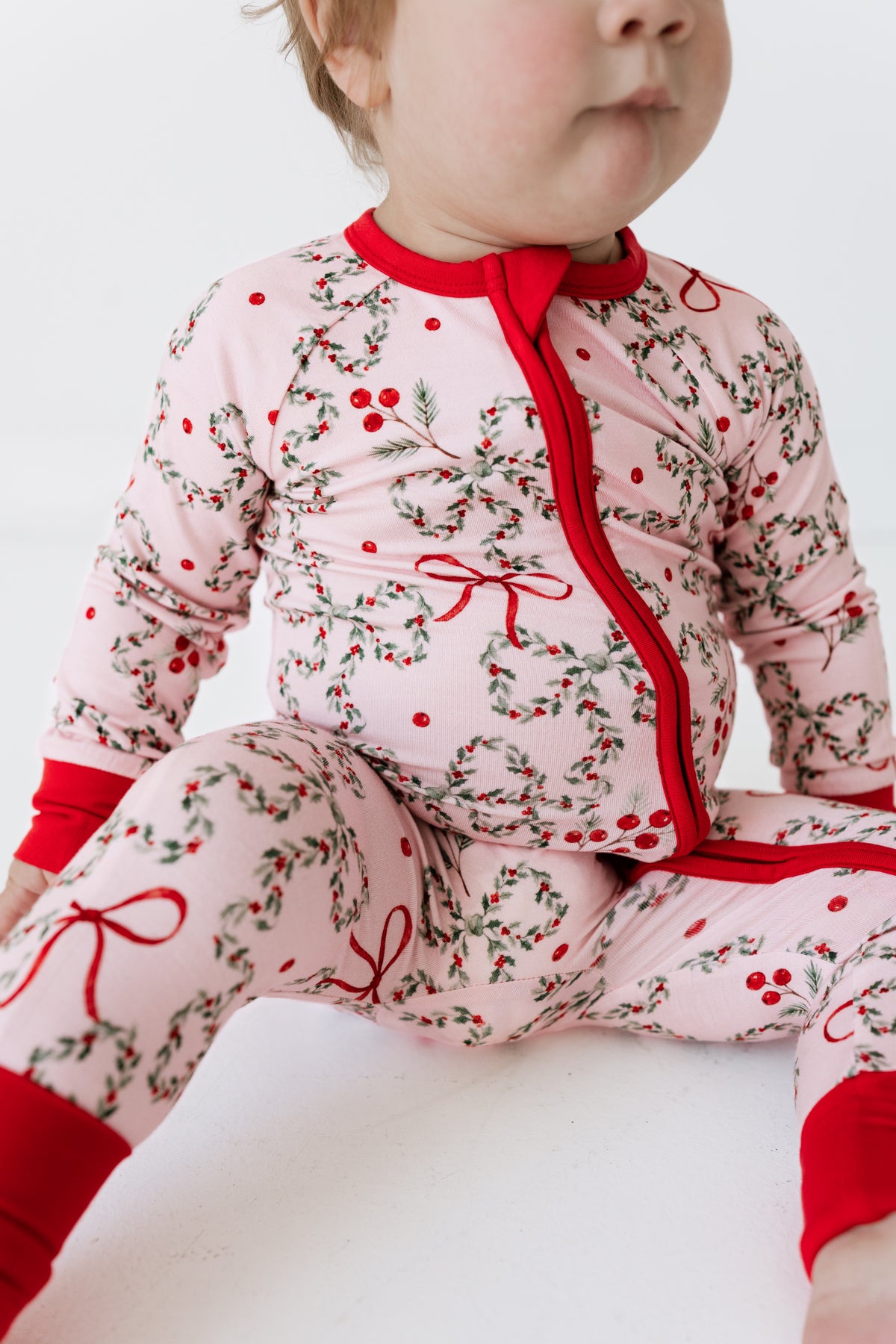 Mistletoe Bows Zipper Romper Sleeper