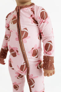 Game Day Bows Zipper Romper