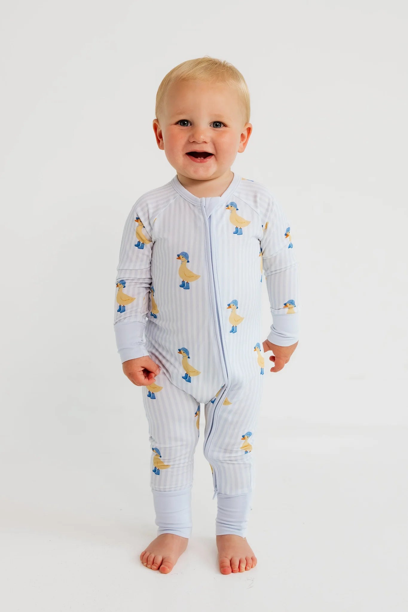 Striped Ducks Zipper Romper Sleeper
