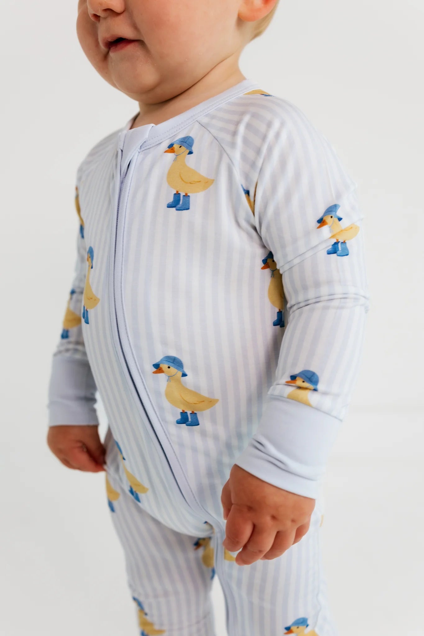 Striped Ducks Zipper Romper Sleeper