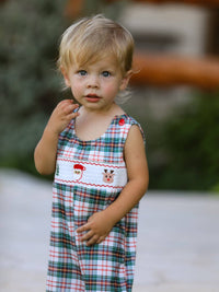 Christmas Plaid Embroidered Smock Longall
