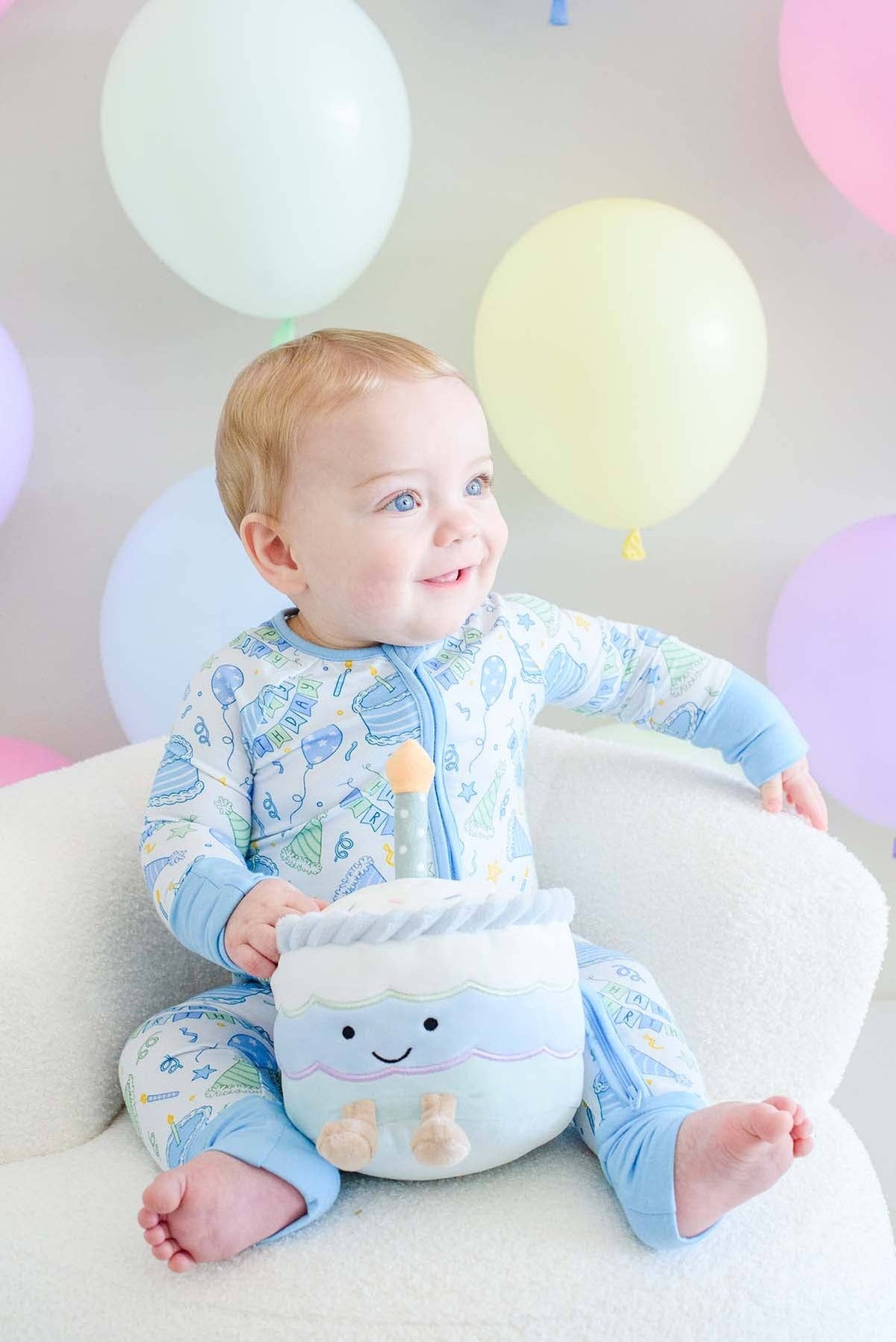 Bamboo Convertible Zipper Romper | Birthday Bash Blue