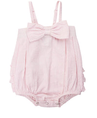 Seersucker Bow Front Woven Bubble Romper