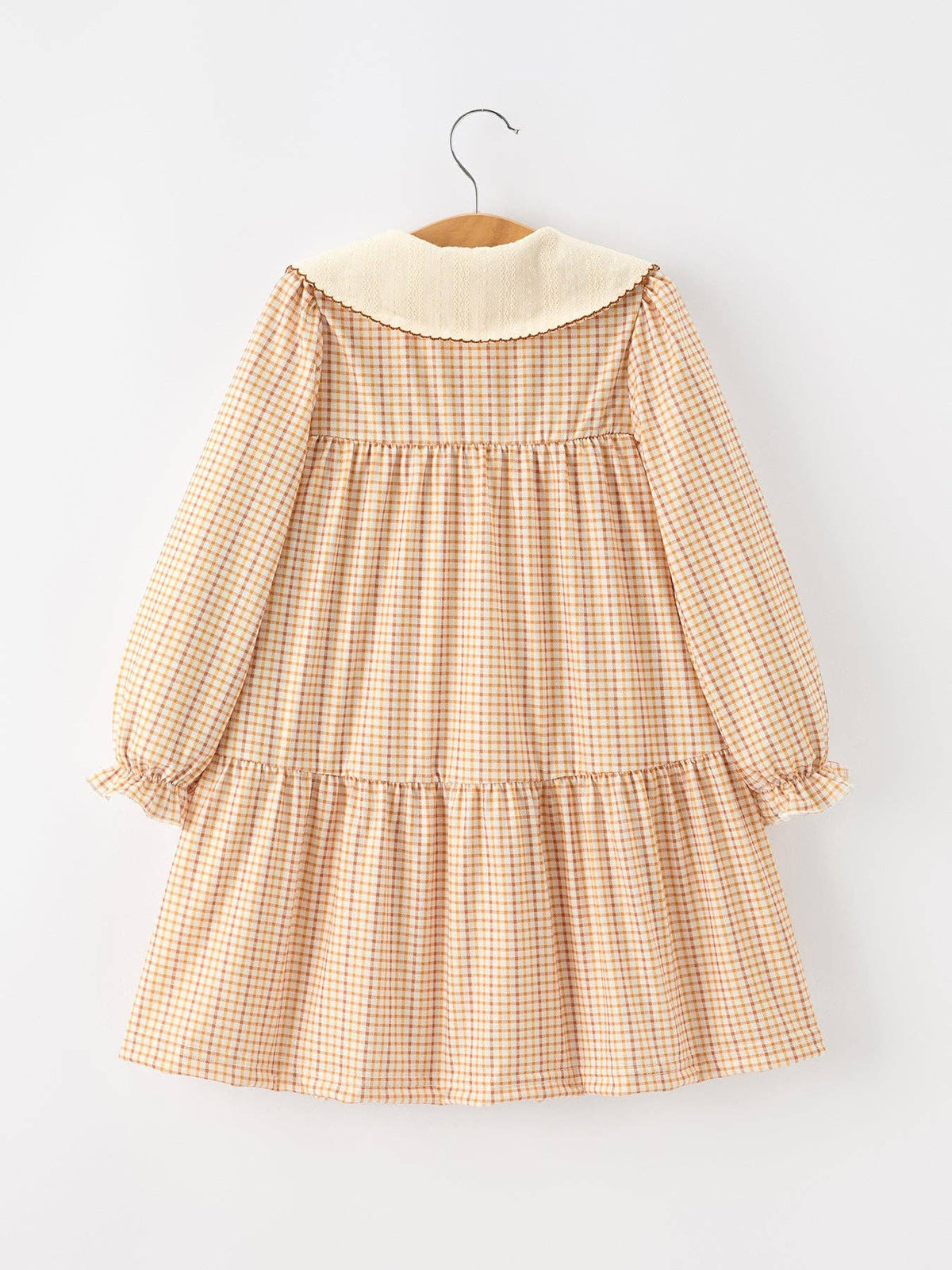 Orange Plaid Sunflower Collar Dress