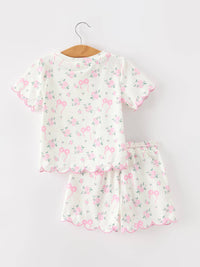 Rose Bow Scallop Short Set
