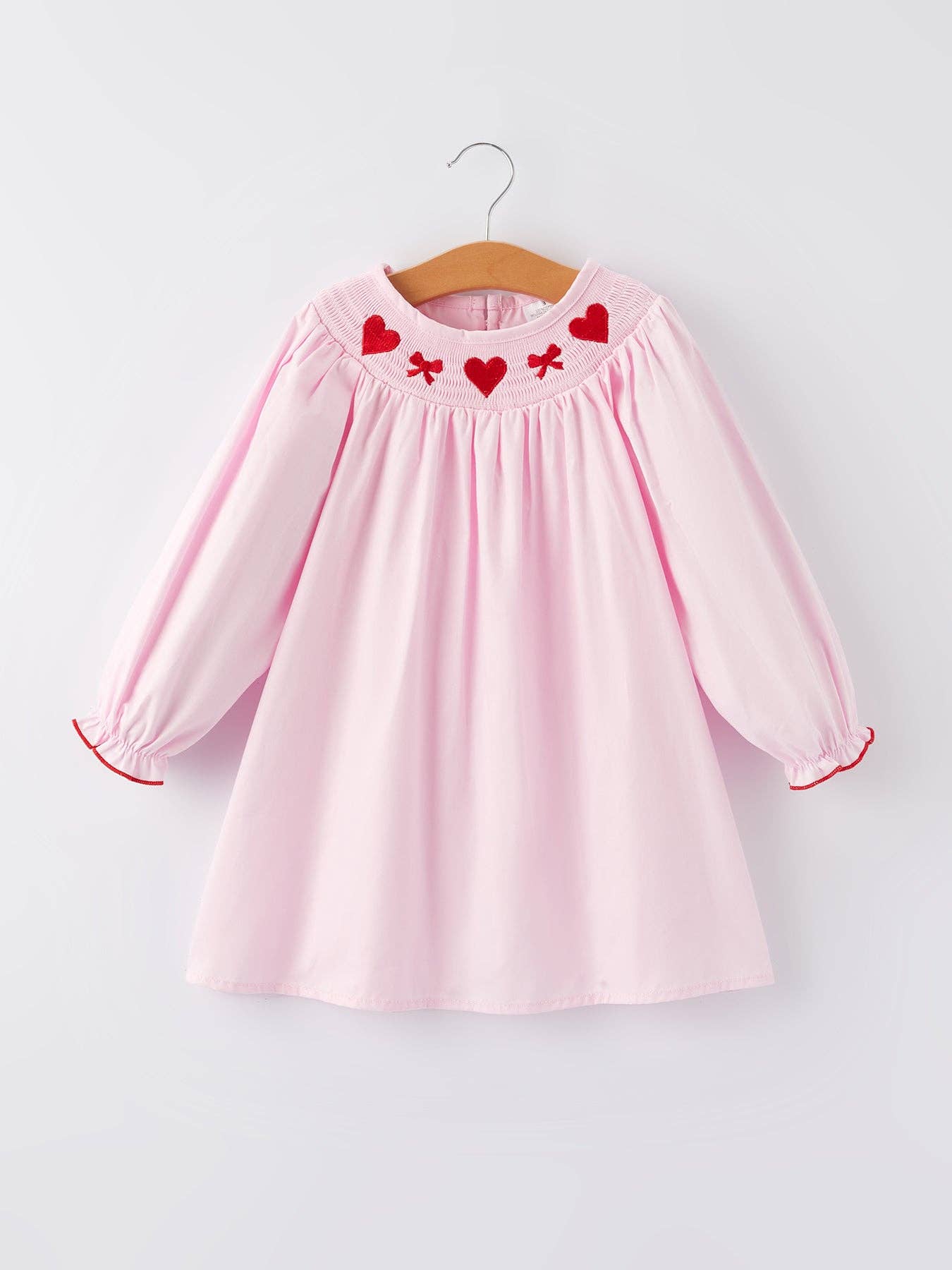 Heart Neck Smocked Embroidery Dress
