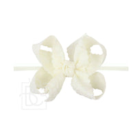 1/4" Pantyhose Headband w/Scalloped Edge Lace Flower Bow