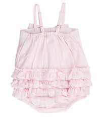 Seersucker Bow Front Woven Bubble Romper