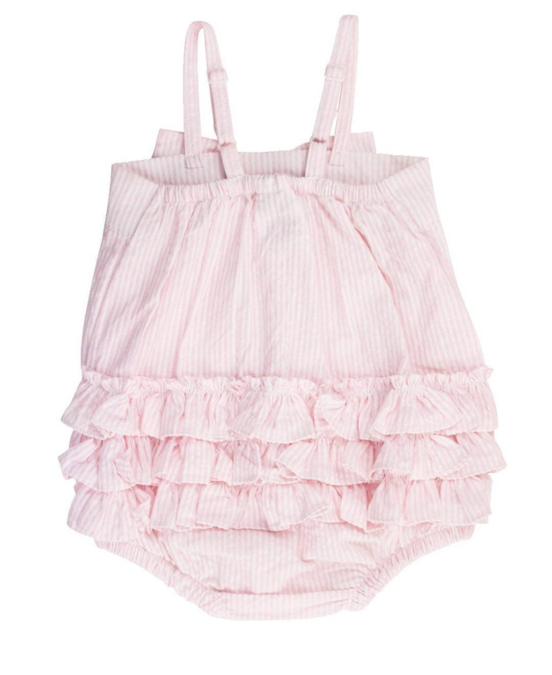 Seersucker Bow Front Woven Bubble Romper