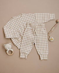 Jogger Set | Beige Gingham