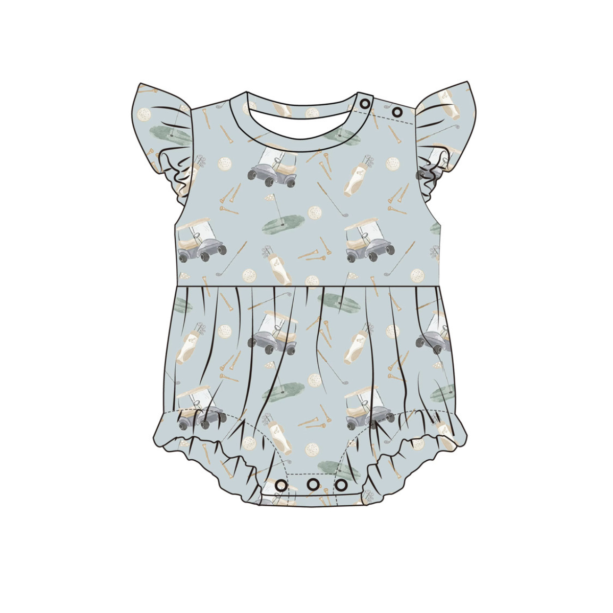Bamboo Ruffle Bubble Romper | Dusty Blue Golf