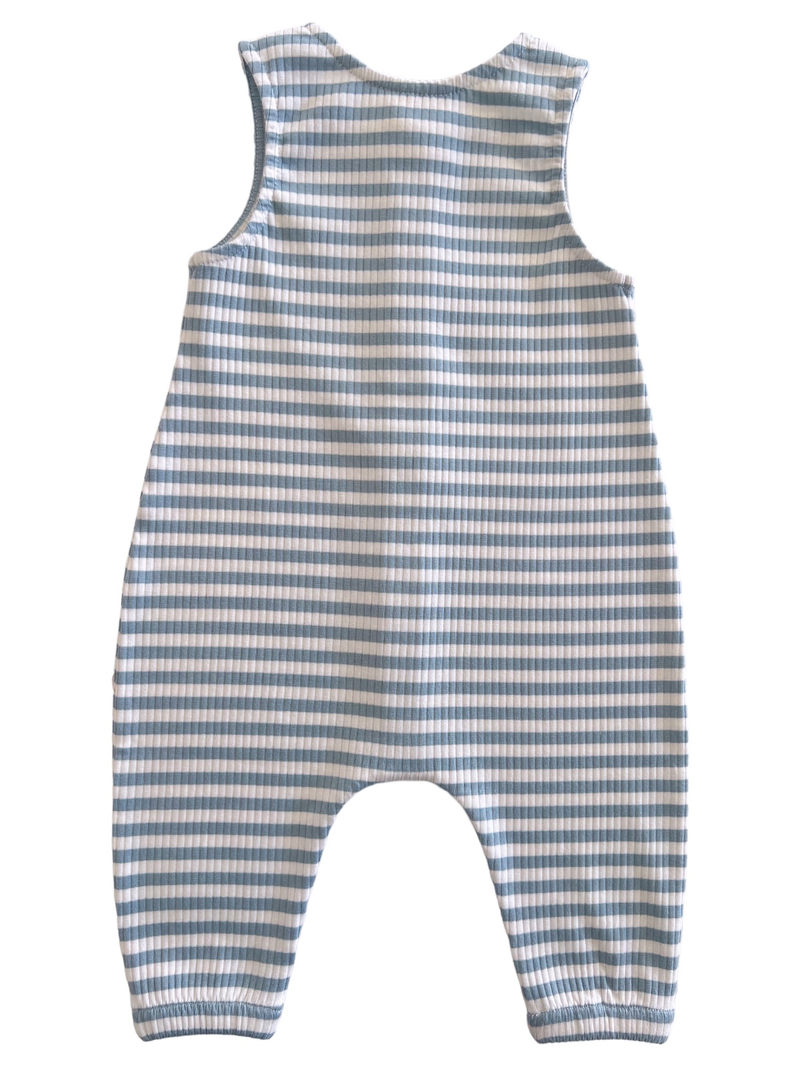 Dusty Blue Striped Ribbed Bay Jumpsuit