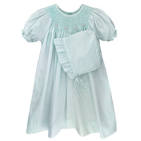 Smocked Daygown with Raglan Embroidery - Mint