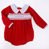 Chris Classics Smocked Long Sleeve Boy Bubble - Red