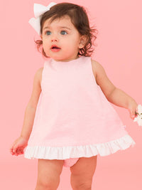 Pink & White Swiss Dot Swing Top & Bloomer Set