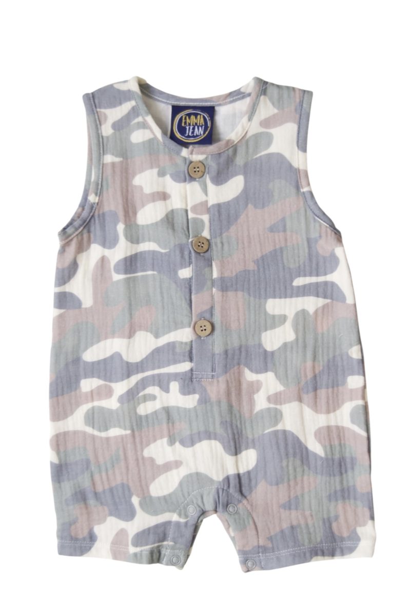 Camo Muslin Button Romper