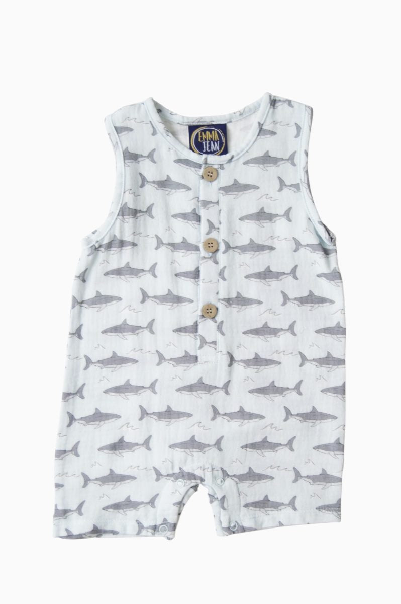 Shark Muslin Button Romper