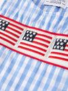 Flag Embroidered Smocked Boys Shortall