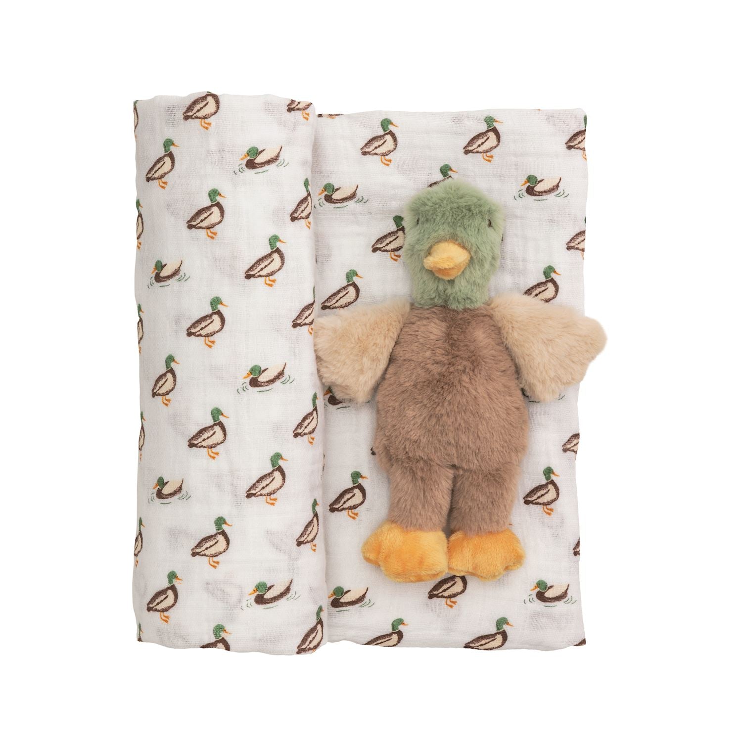 Mallard Ducks Swaddle & Rattle Set