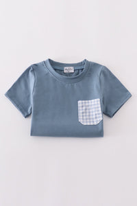 Blue Gingham Shorts Set